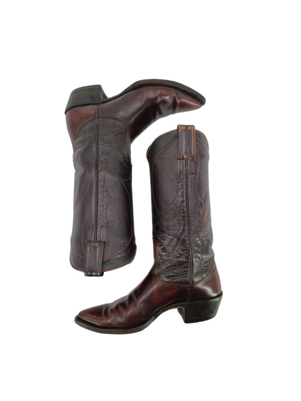 Vintage 1960s Nocona Cowgirl Boots Womens 5.5C Brown Leather Cowboy Western USA - Picture 9 of 16